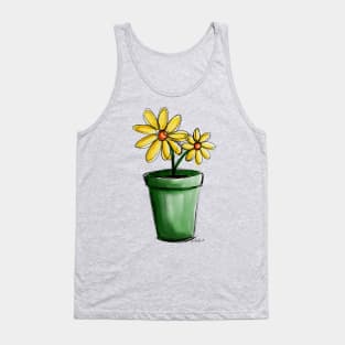 Yellow Potted Flowers Tank Top